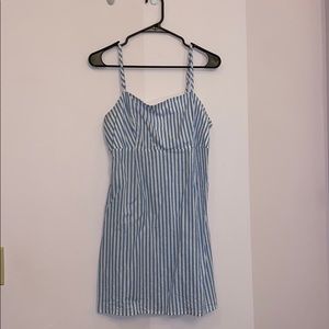 Blue and White Striped Mini Dress
